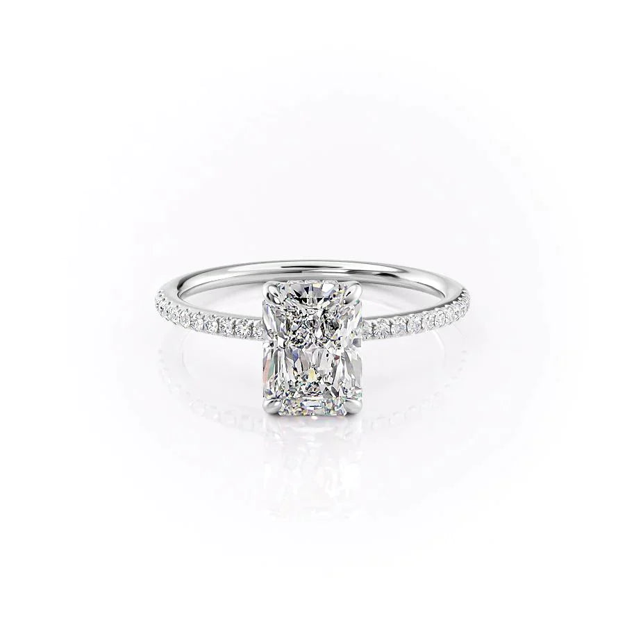 The Pave Kamellie Set With A 2 Carat Radiant 18K White Gold Lab Diamond