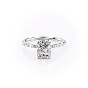 The Pave Kamellie Set  With A 3 Carat Radiant 18K White Gold Moissanite