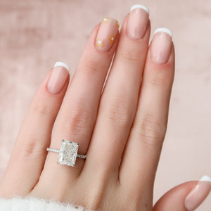 The Pave Kamellie Set  With A 2 Carat Radiant 14K White Gold Moissanite