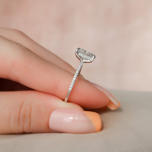 The Pave Kamellie Set  With A 2.5 Carat Radiant 14K White Gold Moissanite