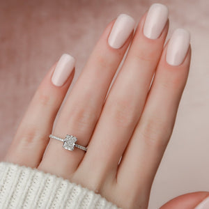 The Pave Kamellie Set  With A 2 Carat Radiant 14K White Gold Moissanite
