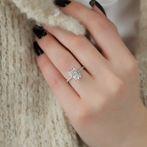 The Pave Kamellie Set  With A 2 Carat Radiant 18K White Gold Moissanite