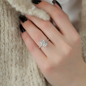 The Pave Kamellie Set With A 1.5 Carat Radiant 14K White Gold Lab Diamond