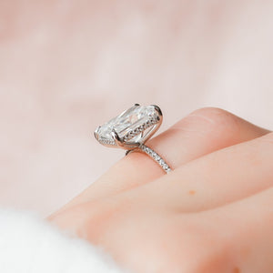 The Pave Kamellie Set  With A 4.5 Carat Radiant 14K White Gold Moissanite