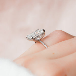 The Pave Kamellie Set With A 1.5 Carat Radiant 18K White Gold Lab Diamond