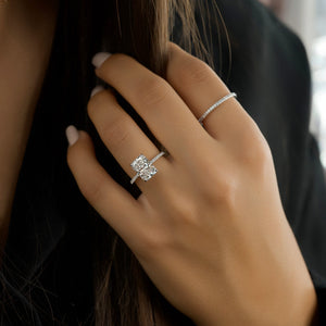 The Pave Kamellie Set With A 2.5 Carat Radiant 18K White Gold Lab Diamond