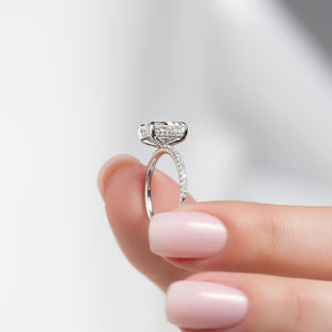 The Pave Kamellie Set  With A 3.5 Carat Radiant 18K White Gold Moissanite
