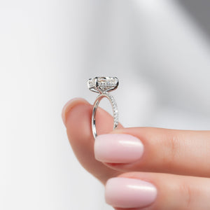 The Pave Kamellie Set With A 1.5 Carat Radiant 14K White Gold Lab Diamond