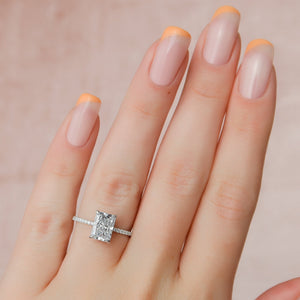 The Pave Kamellie Set  With A 2.5 Carat Radiant 14K White Gold Moissanite