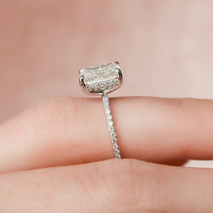 The Pave Kamellie Set  With A 5 Carat Radiant 18K White Gold Moissanite
