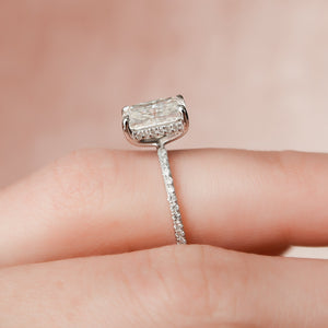 The Pave Kamellie Set With A 3 Carat Radiant 14K White Gold Lab Diamond