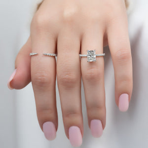 The Pave Kamellie Set With A 1.5 Carat Radiant 14K White Gold Lab Diamond