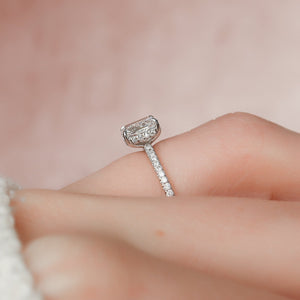 The Pave Kamellie Set  With A 3 Carat Radiant 14K White Gold Moissanite