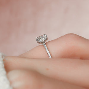 The Pave Kamellie Set With A 1 Carat Radiant 14K White Gold Lab Diamond