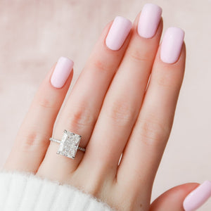The Pave Kamellie Set  With A 3 Carat Radiant 18K White Gold Moissanite