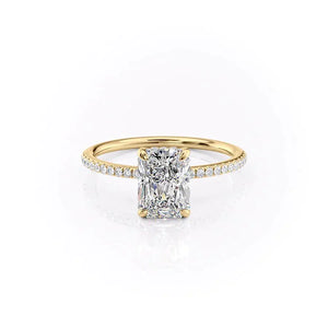 The Kamellie Set  With A 1.5 Carat Radiant 18K Yellow Gold Moissanite