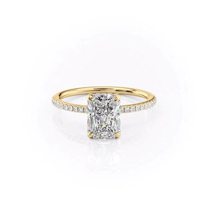 The Pave Kamellie Set  With A 5 Carat Radiant 18K Yellow Gold Moissanite