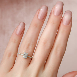 The Pave Kamellie Set  With A 3 Carat Radiant 14K Yellow Gold Moissanite