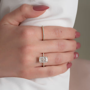 The Pave Kamellie Set  With A 2 Carat Radiant 18K Yellow Gold Moissanite