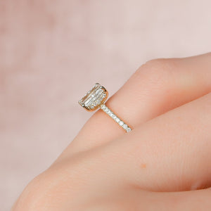 The Pave Kamellie Set  With A 4 Carat Radiant 18K Yellow Gold Moissanite