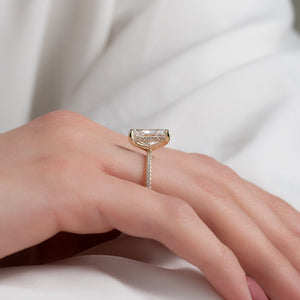 The Pave Kamellie Set  With A 3.5 Carat Radiant 18K Yellow Gold Moissanite