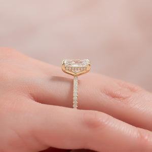 The Pave Kamellie Set  With A 1 Carat Radiant 18K Yellow Gold Moissanite