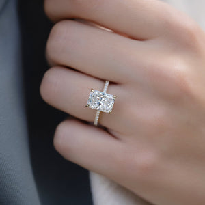 The Pave Kamellie Set  With A 1.5 Carat Radiant 18K Yellow Gold Moissanite