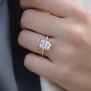 The Pave Kamellie Set With A 1.5 Carat Radiant 18K Yellow Gold Lab Diamond