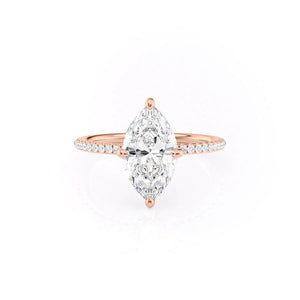 The Pave Kamellie Set  With A 1 Carat Marquise 14K Rose Gold Moissanite