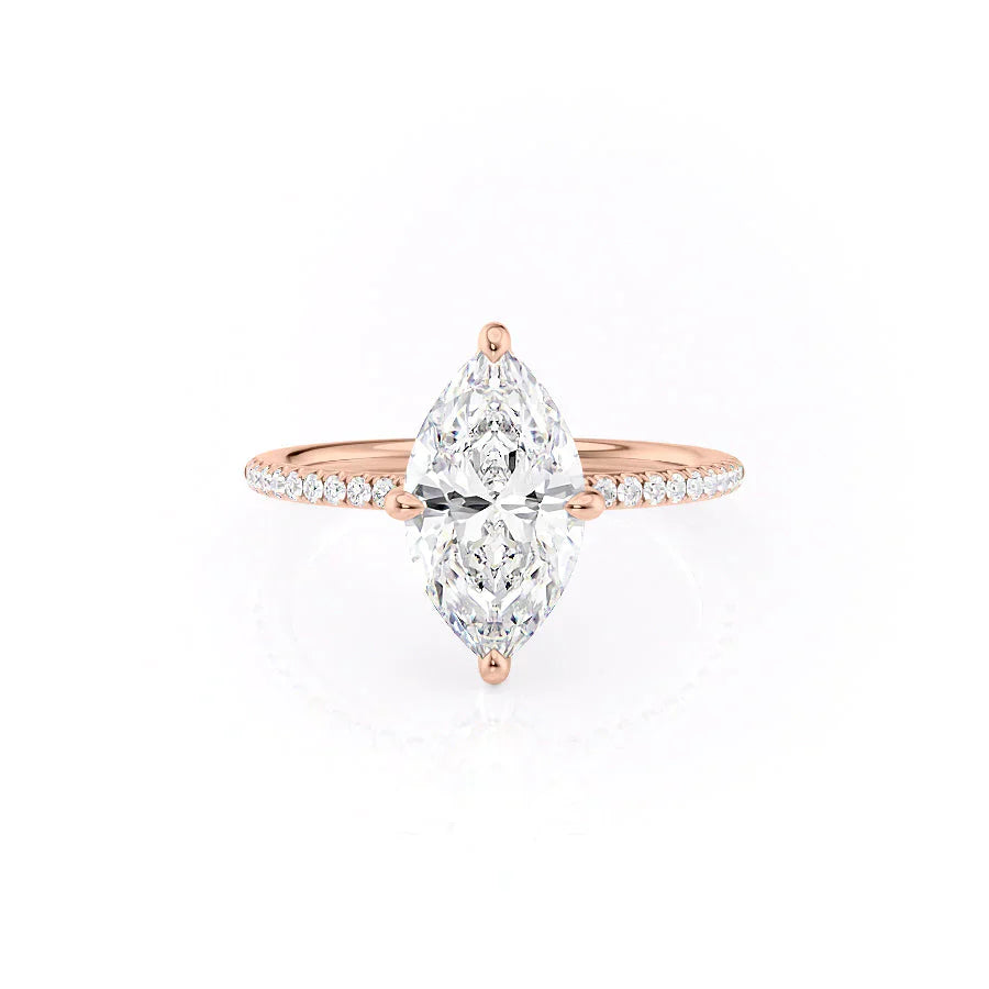 The Kamellie Set  With A 5 Carat Marquise 14K Rose Gold Moissanite