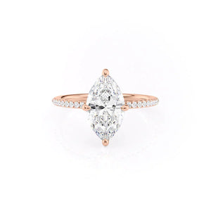 The Kamellie Set  With A 3.5 Carat Marquise 14K Rose Gold Moissanite
