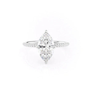 The Pave Kamellie Set With A 3 Carat Marquise 18K White Gold Lab Diamond