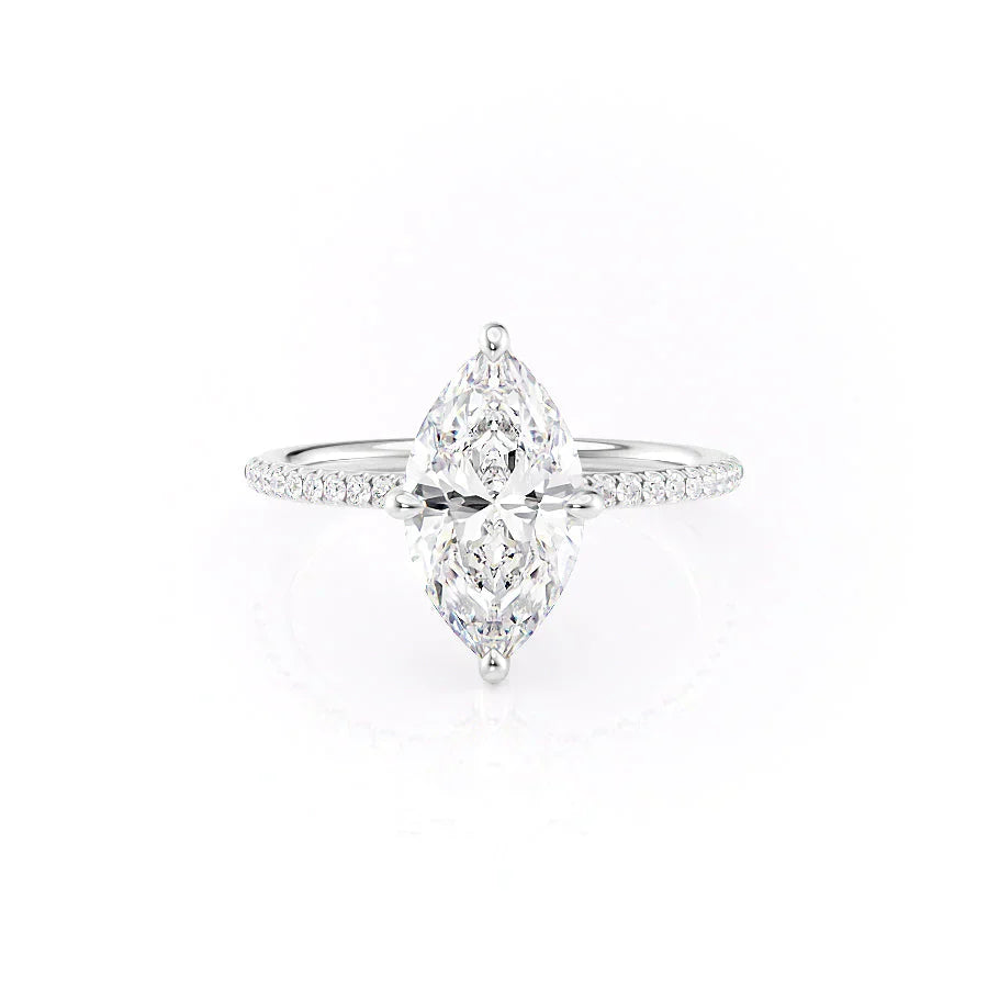 The Kamellie Set  With A 2.5 Carat Marquise 18K White Gold Moissanite