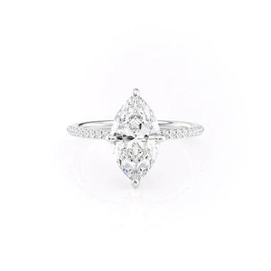 The Kamellie Set  With A 3.5 Carat Marquise 14K White Gold Moissanite