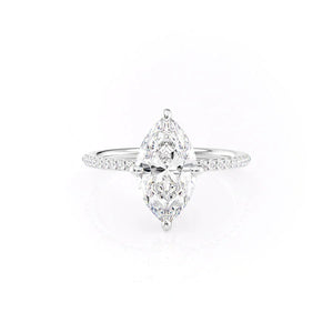 The Pave Kamellie Set  With A 1 Carat Marquise 14K White Gold Moissanite