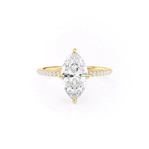 The Pave Kamellie Set With A 1 Carat Marquise 18K Yellow Gold Lab Diamond