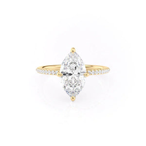 The Kamellie Set  With A 3 Carat Marquise 18K Yellow Gold Moissanite