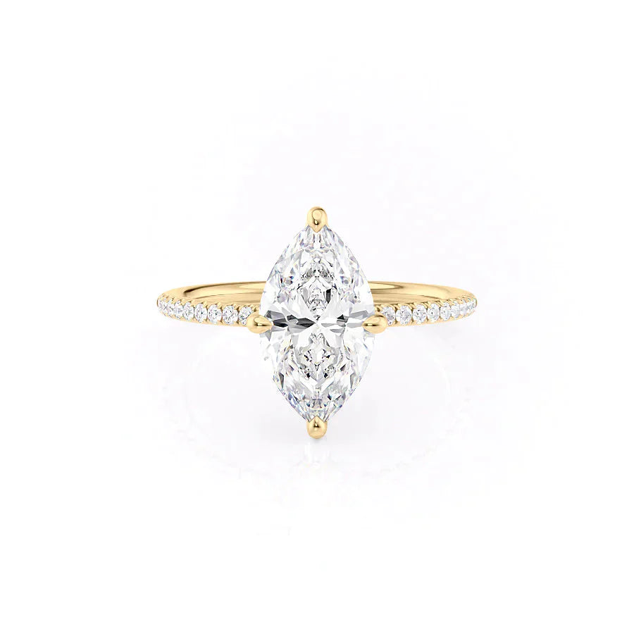 The Kamellie Set With A 1 Carat Marquise 18K Yellow Gold Lab Diamond