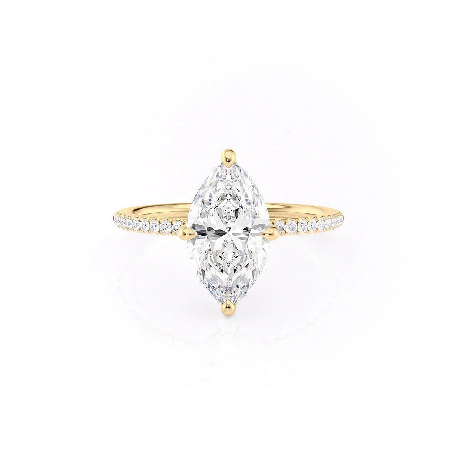 The Kamellie Set  With A 5 Carat Marquise 14K Yellow Gold Moissanite