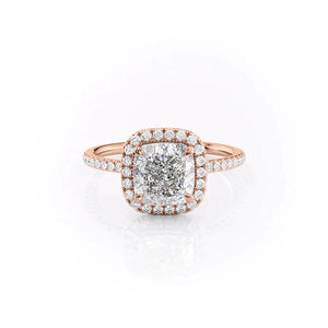 The Michelle Set With A 2.5 Carat Cushion 14K Rose Gold Lab Diamond