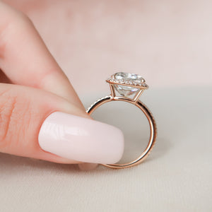 The Michelle Set With A 2 Carat Cushion 14K Rose Gold Lab Diamond