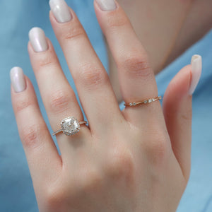 The Michelle Set With A 2 Carat Cushion 14K Rose Gold Lab Diamond
