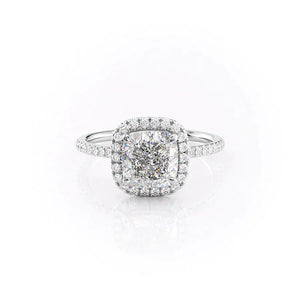 The Michelle Set With A 3 Carat Cushion 14K White Gold Lab Diamond