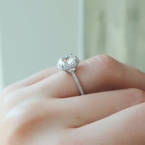 The Michelle Set With A 1 Carat Cushion 14K White Gold Lab Diamond