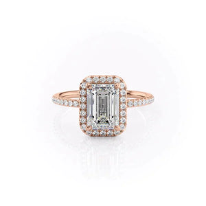 The Michelle Set With A 2.5 Carat Emerald 14K Rose Gold Lab Diamond