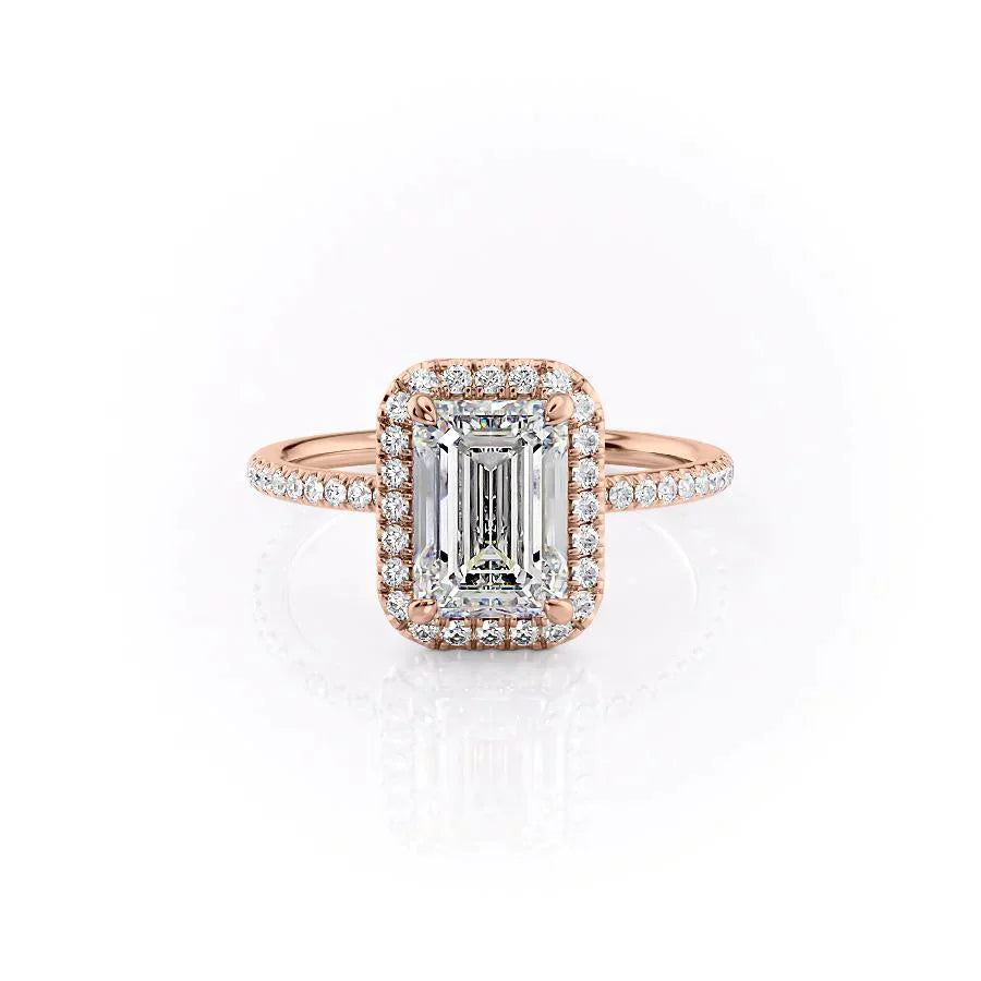The Michelle Set With A 2 Carat Emerald 14K Rose Gold Lab Diamond