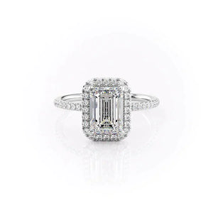 The Michelle Set With A 3 Carat Emerald 18K White Gold Lab Diamond