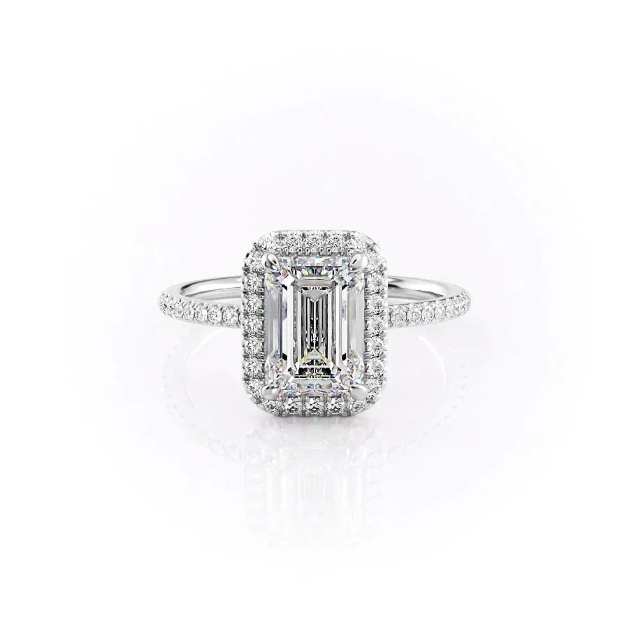 The Michelle Set With A 1.5 Carat Emerald 18K White Gold Lab Diamond