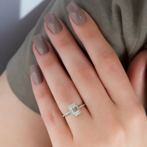 The Michelle Set With A 3 Carat Emerald 14K White Gold Lab Diamond