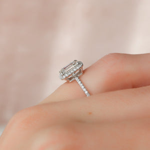 The Michelle Set With A 2 Carat Emerald 18K White Gold Lab Diamond